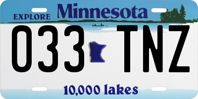 MN license plate 033TNZ