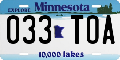 MN license plate 033TOA