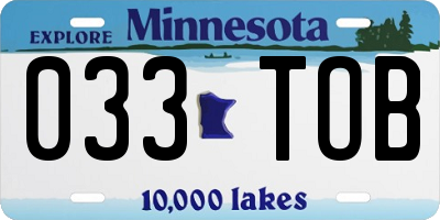 MN license plate 033TOB