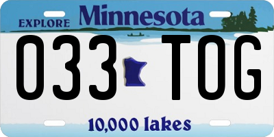 MN license plate 033TOG