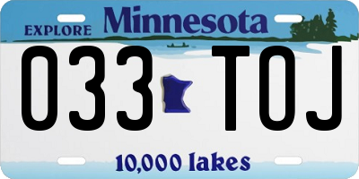 MN license plate 033TOJ