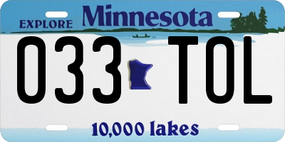 MN license plate 033TOL