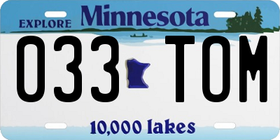 MN license plate 033TOM