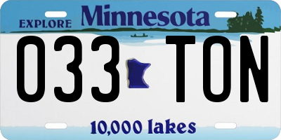 MN license plate 033TON