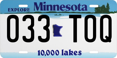 MN license plate 033TOQ