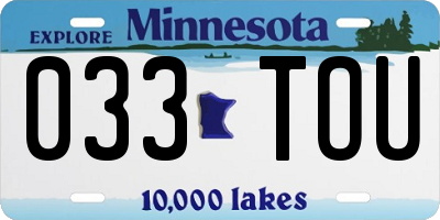 MN license plate 033TOU