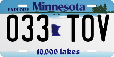 MN license plate 033TOV