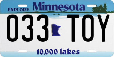 MN license plate 033TOY