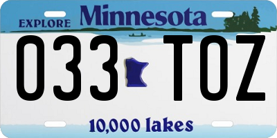 MN license plate 033TOZ