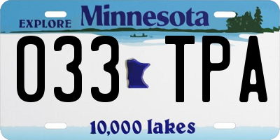 MN license plate 033TPA