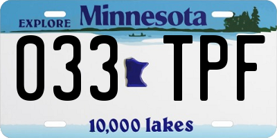 MN license plate 033TPF