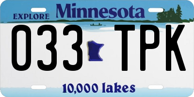 MN license plate 033TPK