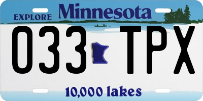 MN license plate 033TPX