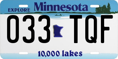MN license plate 033TQF