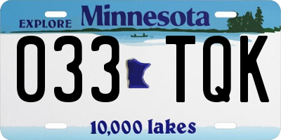MN license plate 033TQK