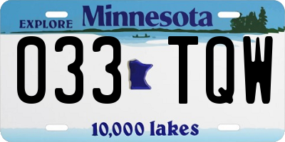 MN license plate 033TQW