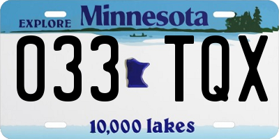 MN license plate 033TQX