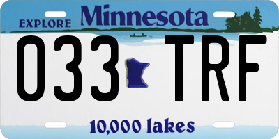 MN license plate 033TRF