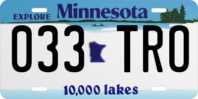 MN license plate 033TRO