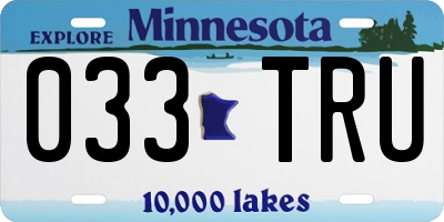 MN license plate 033TRU