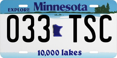 MN license plate 033TSC
