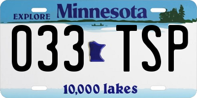 MN license plate 033TSP