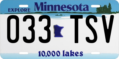 MN license plate 033TSV