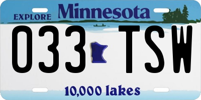 MN license plate 033TSW