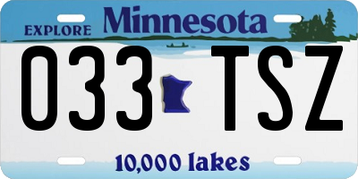 MN license plate 033TSZ