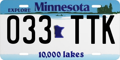 MN license plate 033TTK