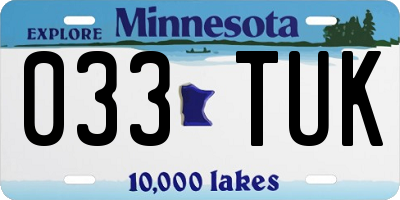 MN license plate 033TUK