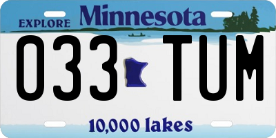 MN license plate 033TUM