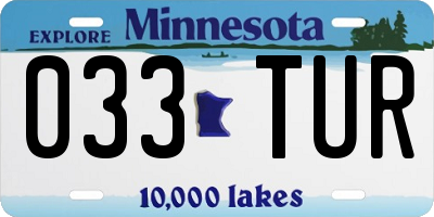 MN license plate 033TUR