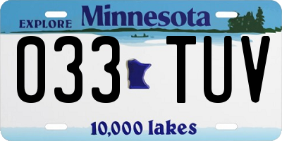 MN license plate 033TUV