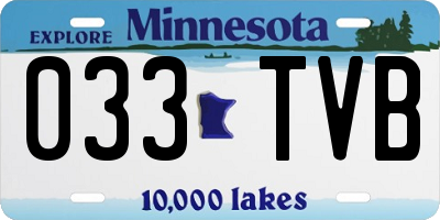 MN license plate 033TVB
