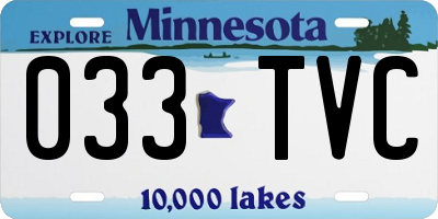MN license plate 033TVC