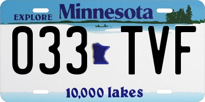 MN license plate 033TVF