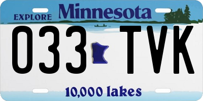 MN license plate 033TVK