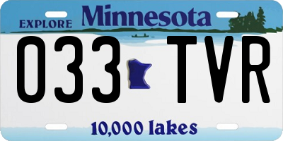 MN license plate 033TVR