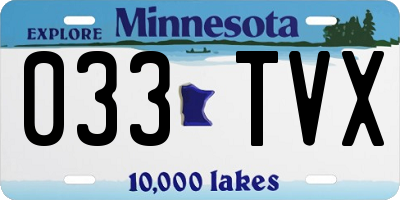 MN license plate 033TVX
