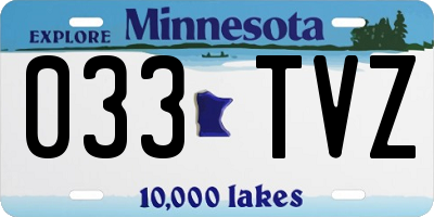 MN license plate 033TVZ