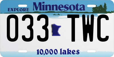 MN license plate 033TWC