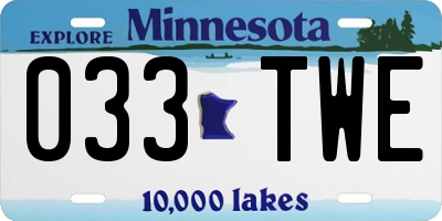 MN license plate 033TWE