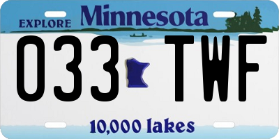MN license plate 033TWF