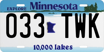 MN license plate 033TWK