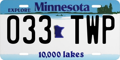 MN license plate 033TWP