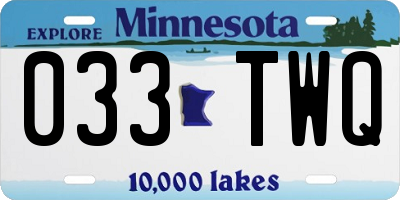 MN license plate 033TWQ