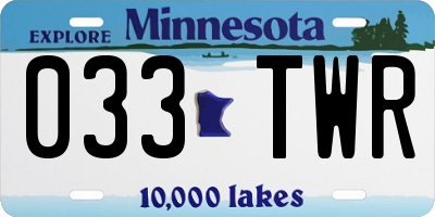 MN license plate 033TWR