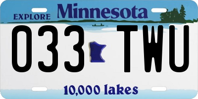MN license plate 033TWU
