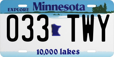 MN license plate 033TWY